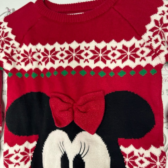 Disney Minnie Mouse sweater Christmas holidays sparkly bow 3D winter knit warm - Picture 6 of 10